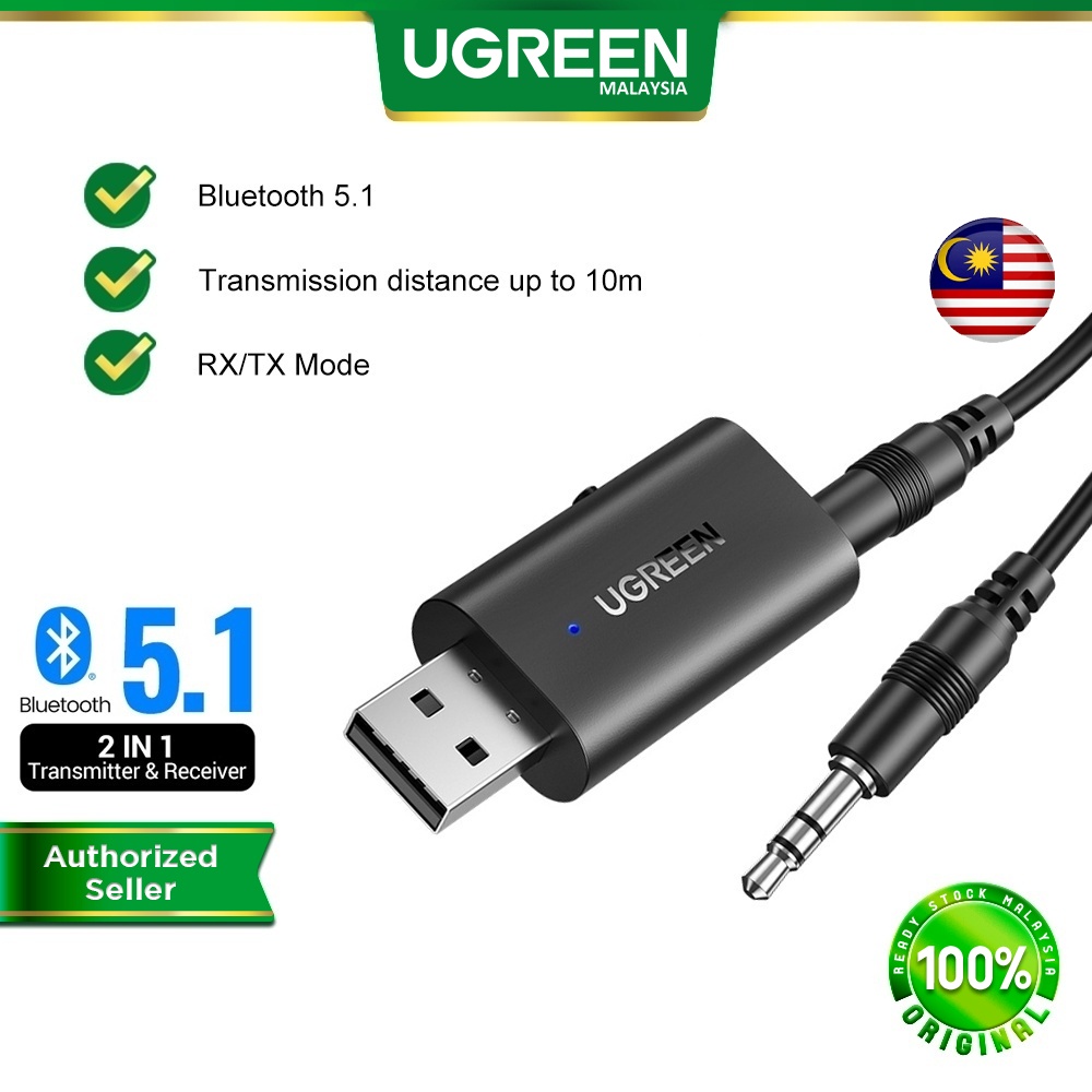 UGREEN 2 in 1 Bluetooth Car Adapter Bluetooth 5.1 Stereo Transmitter