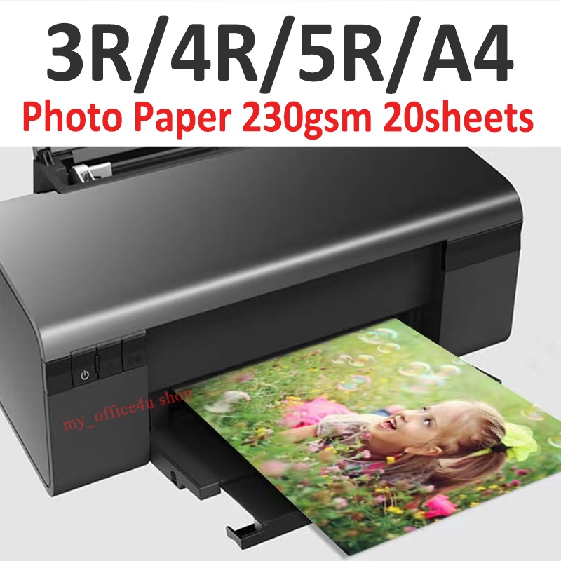 3R/4R/5R/A4 Glossy Photo Paper 230gsm 20sheets | Shopee Malaysia