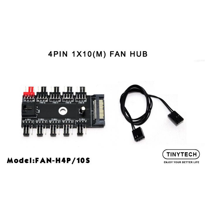 TINYTECH SATA POWER 10X 4PIN (M) COMPUTER PC FAN HUB ( FANH4P/10S