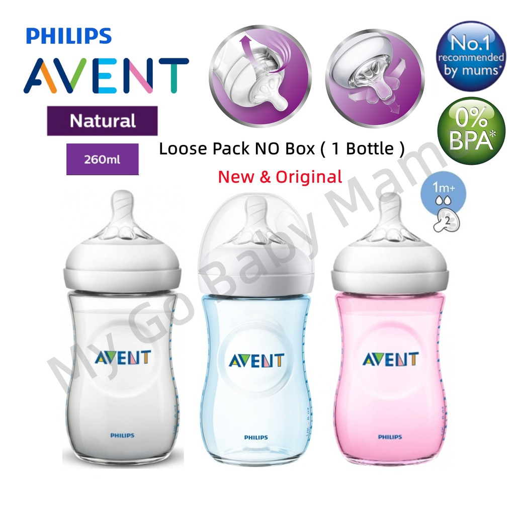 Philips Avent Natural Baby Bottle 9oz/260ml ( Clear , Blue ,Pink ...