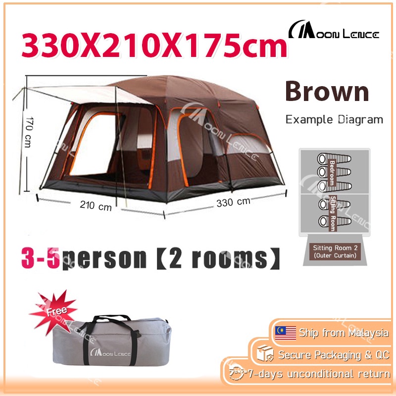 ready stock Camel 10 12 Person Large Camping Tent Waterproof Family Tents  for Outdoor Double Layers Event Luxury Shopee Malaysia