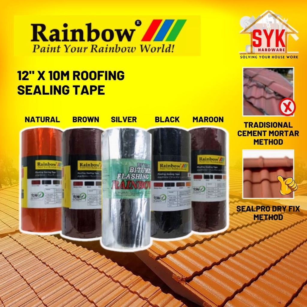 SYK Rainbow Flashing Roofing Sealing Tape Dry Fix Bitumen Poly Tape Flash  Band Getah Bumbung Rabung Atap Anti Bocor