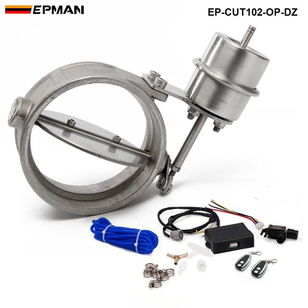 EPMAN Exhaust Control Valve With Vacuum Actuator Cutout 102mm Pipe Open Style With Wireless