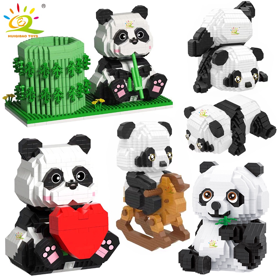 DIY 3D Model Panda Bricks Creative Assembly Cute Animal Figure Mini ...