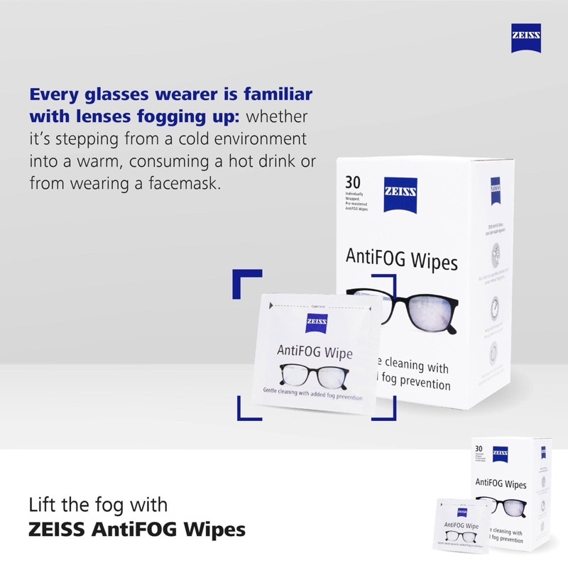 ZEISS AntiFog spectacle,sunglass,goggle lens wipes 30pcs Shopee Malaysia