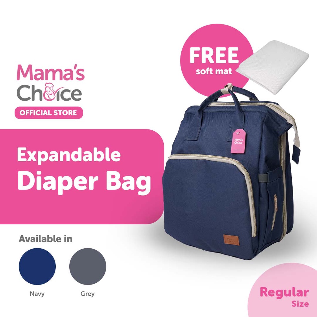 Mama's Choice Expandable Diaper Bag (Navy/Grey) Shopee Malaysia