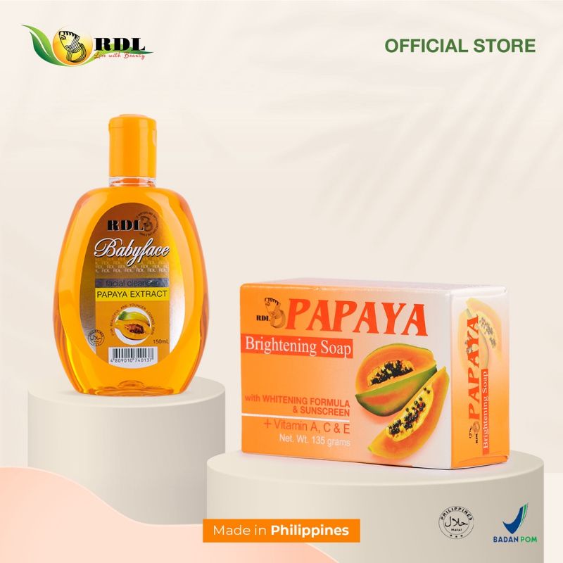 Rdl Papaya Soap ORI Philippines 135gr & RDL Facial Cleanser 150ml