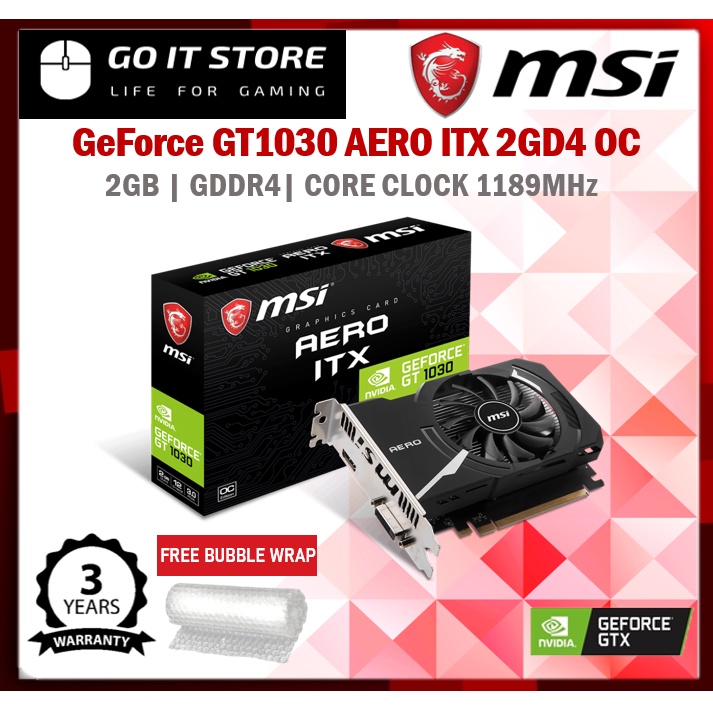 MSI GT1030 AERO ITX 2GD4 OC GeForce GT 1030 2GB GDDR4 Graphics Card GT ...