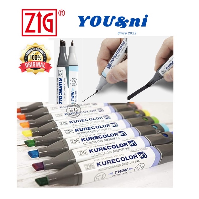 100% Original Zig Kurecolor Twin WS Colour Color Marker KC-3000