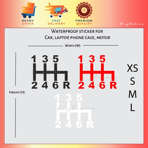 Manual Gear Sticker Reflective stiker gearbox pantulan cahaya