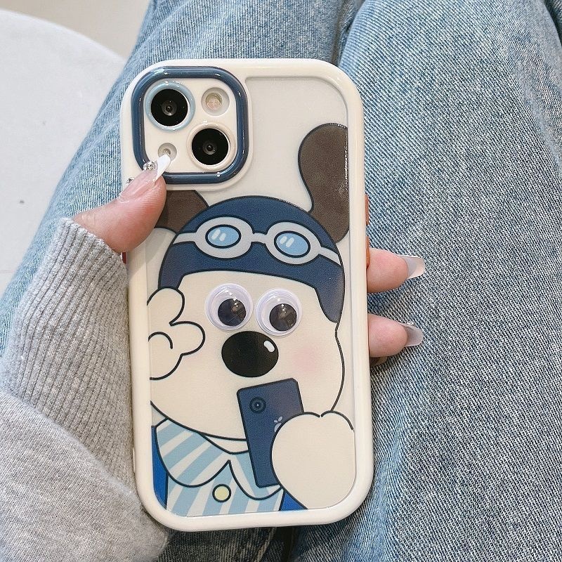 Cartoon Selfie Dog Print Phone Case Compatible With IPhone 12 13