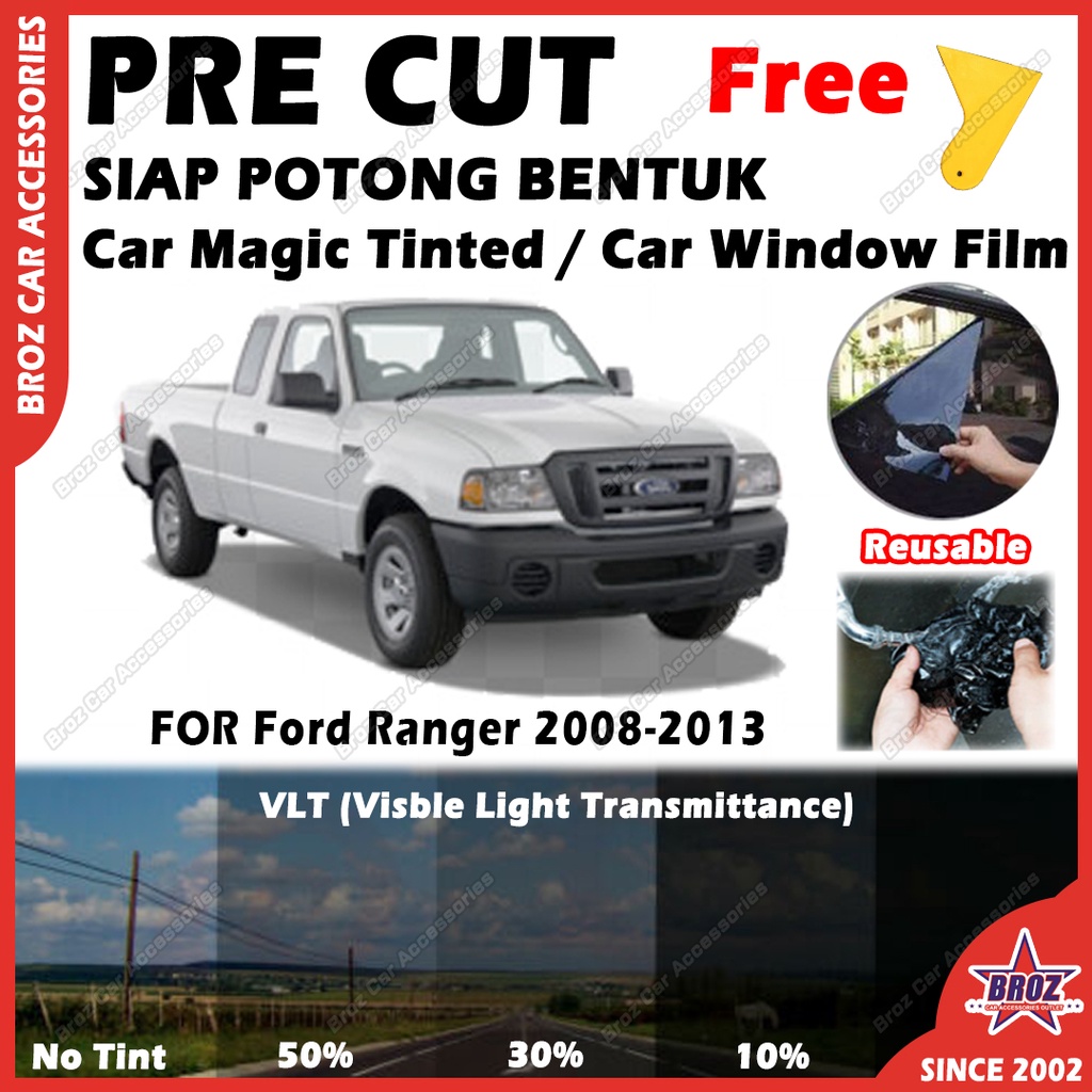 For Ford Ranger 2008-2013 Car Magic Tinted Film Solar PRECUT OEM Window ...