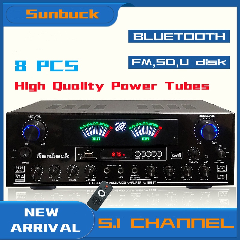 Sunbuck Home Power Amplifier bluetooth 5.0 Stereo Audio 2 Channel AUX