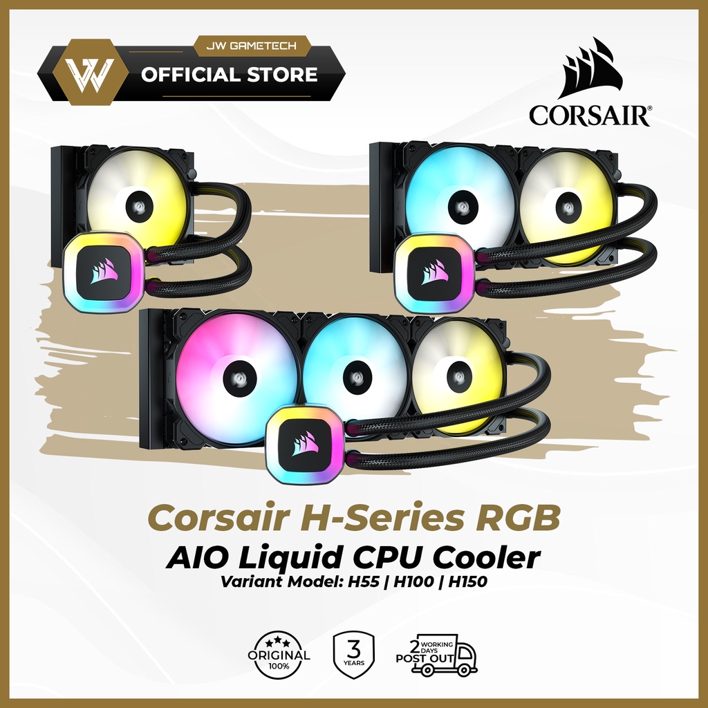 Corsair H55 H100 H150 RGB AIO Liquid CPU Cooler - 120mm | 240mm | 360mm ...