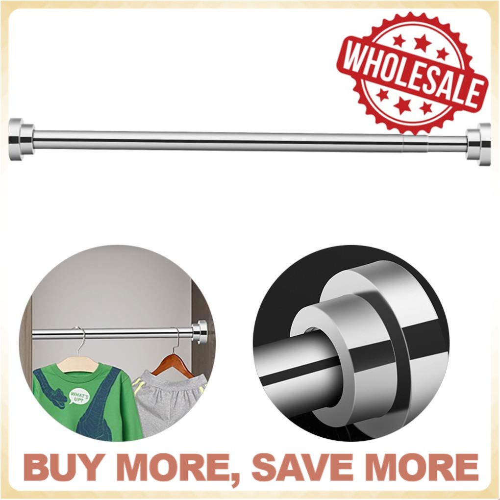 [Ready Stock] Stainless Steel Adjustable Curtain Rod drying rack Cloth Rail Antislip Shower