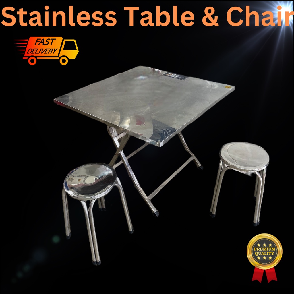 Stainless Steel Multipurpose Foldable Round Table Chair Stool Shopee Malaysia