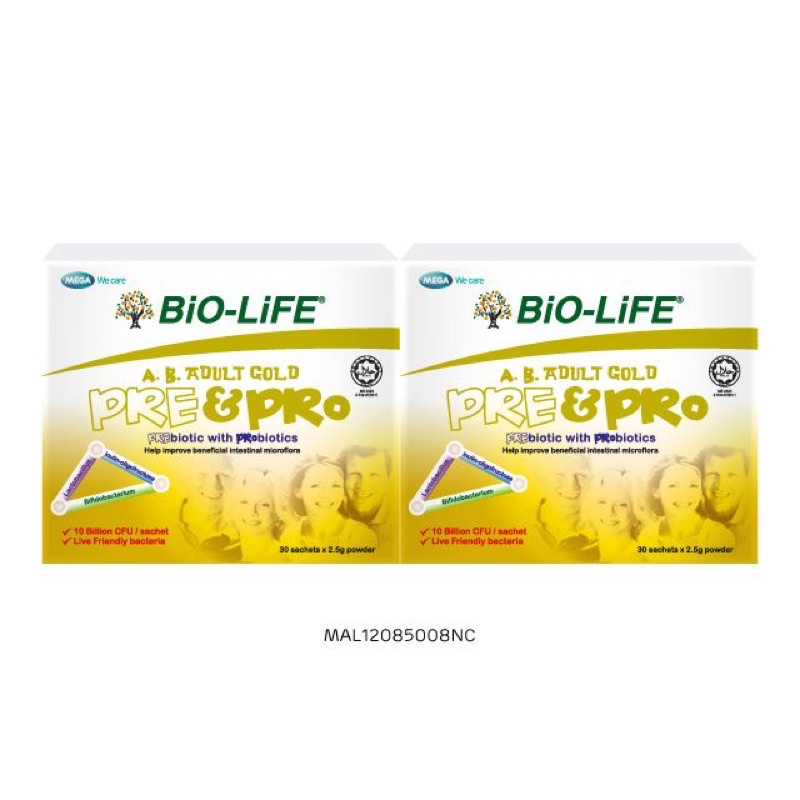 Bio Life A B Adult Gold Preandpro Pre And Probiotics Sachet 2 5g X 30s X 2