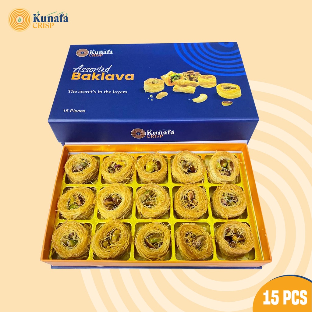 Kunafa Crisp I Baklava Bird Nest Pistachio I Baklava Gift Box 15pcs