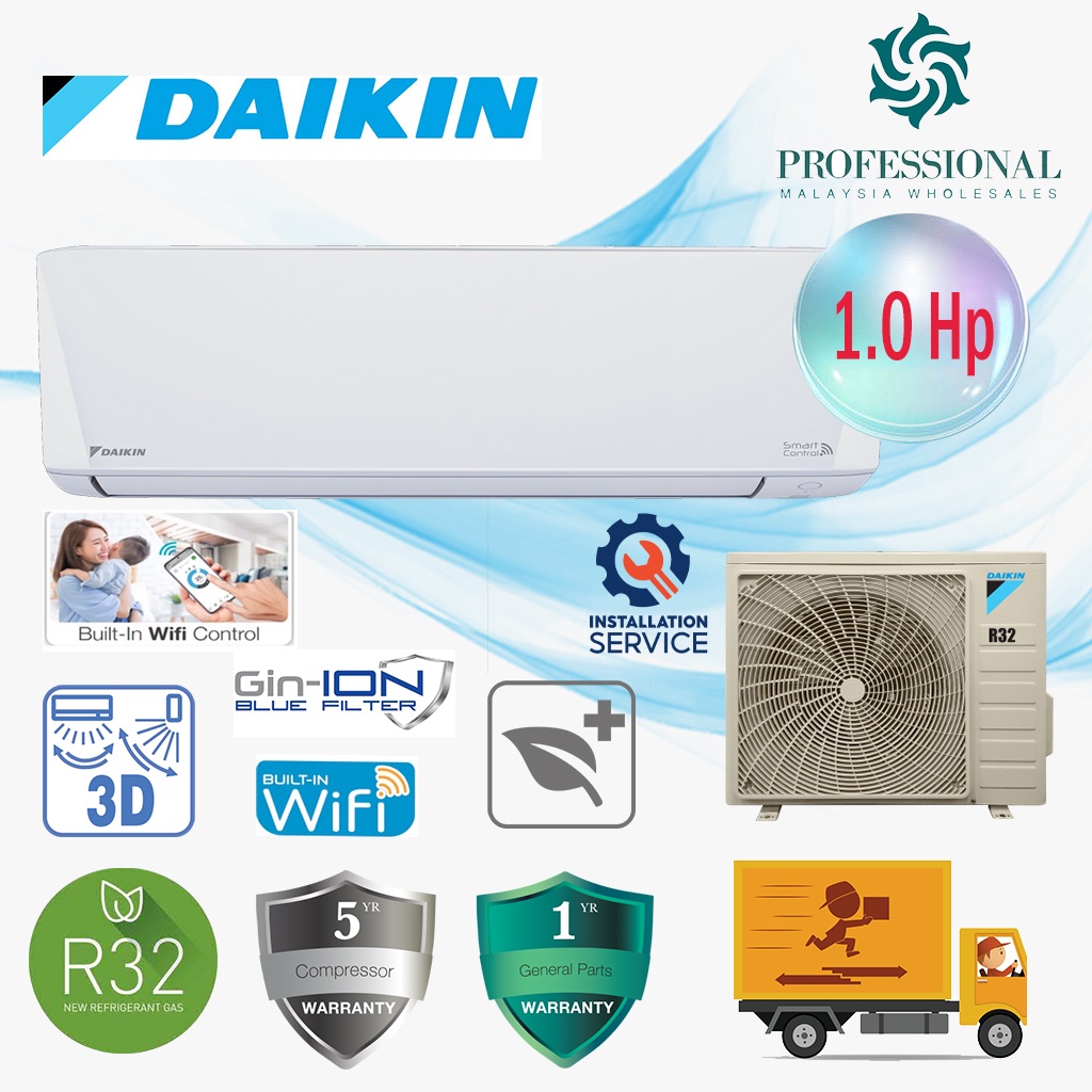 Daikin 1 0hp 3 0hp R32 Air Conditioner R32 Non Inverter Ftv P Series