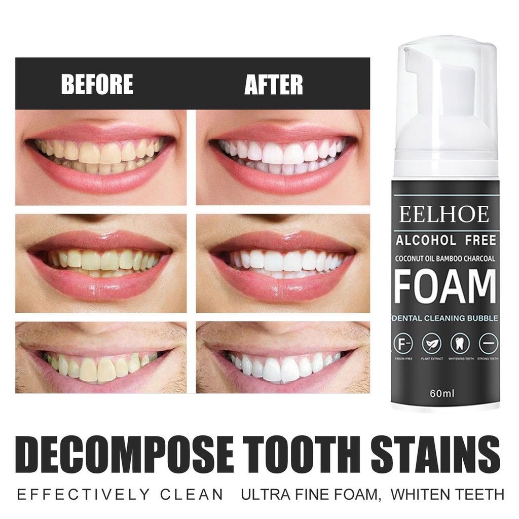 100% Original EELHOE Coconut Oil Tooth Cleansing Mousse Toothpaste Foam ...