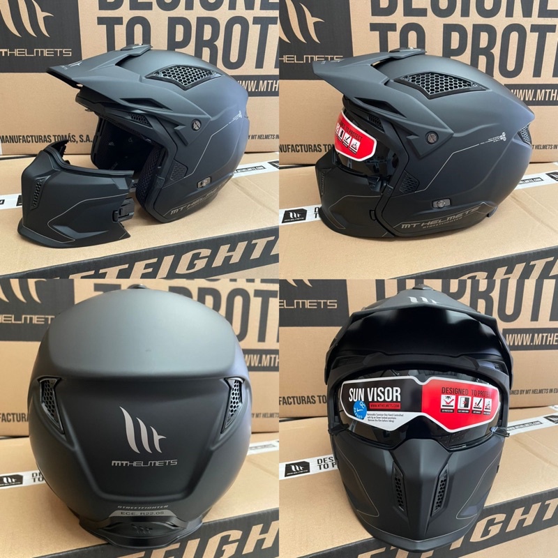 MT HELMETS STREETFIGHTER SV SOLID A1 MATT BLACK, OPEN/FULL FACE HELMET