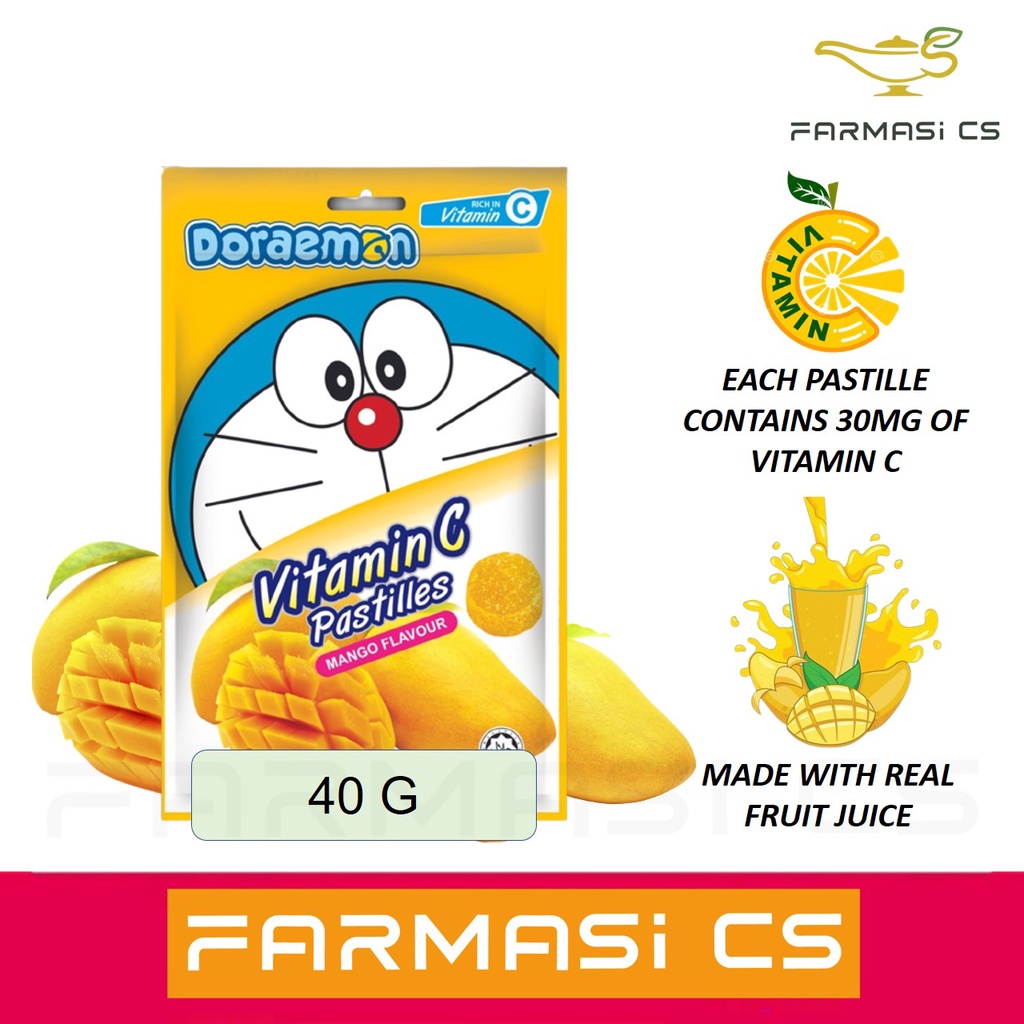 Doraemon Vitamin C Pastilles Mango Flavour 40g EXP03/2025 [ vitamins c