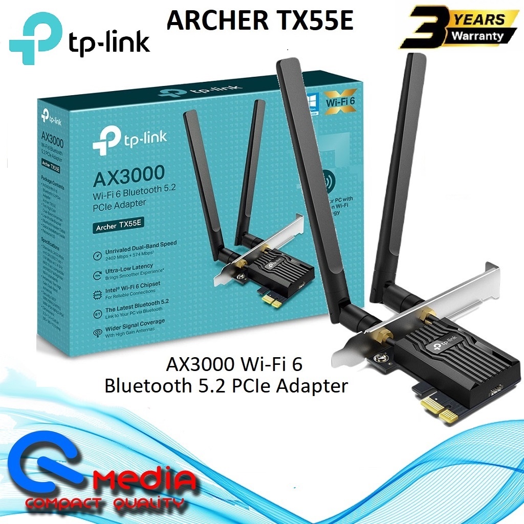 TP-LINK ARCHER TX55E AX3000 /T5E AC1200 WIFI 6 PCle WiFi 6 & Bluetooth ...