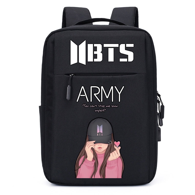BTS Backpack for Women Laptop Bagpack for Men Korean Bagpack Student Backpack Travel Bag School Bag USB Interface Shopee Malaysia