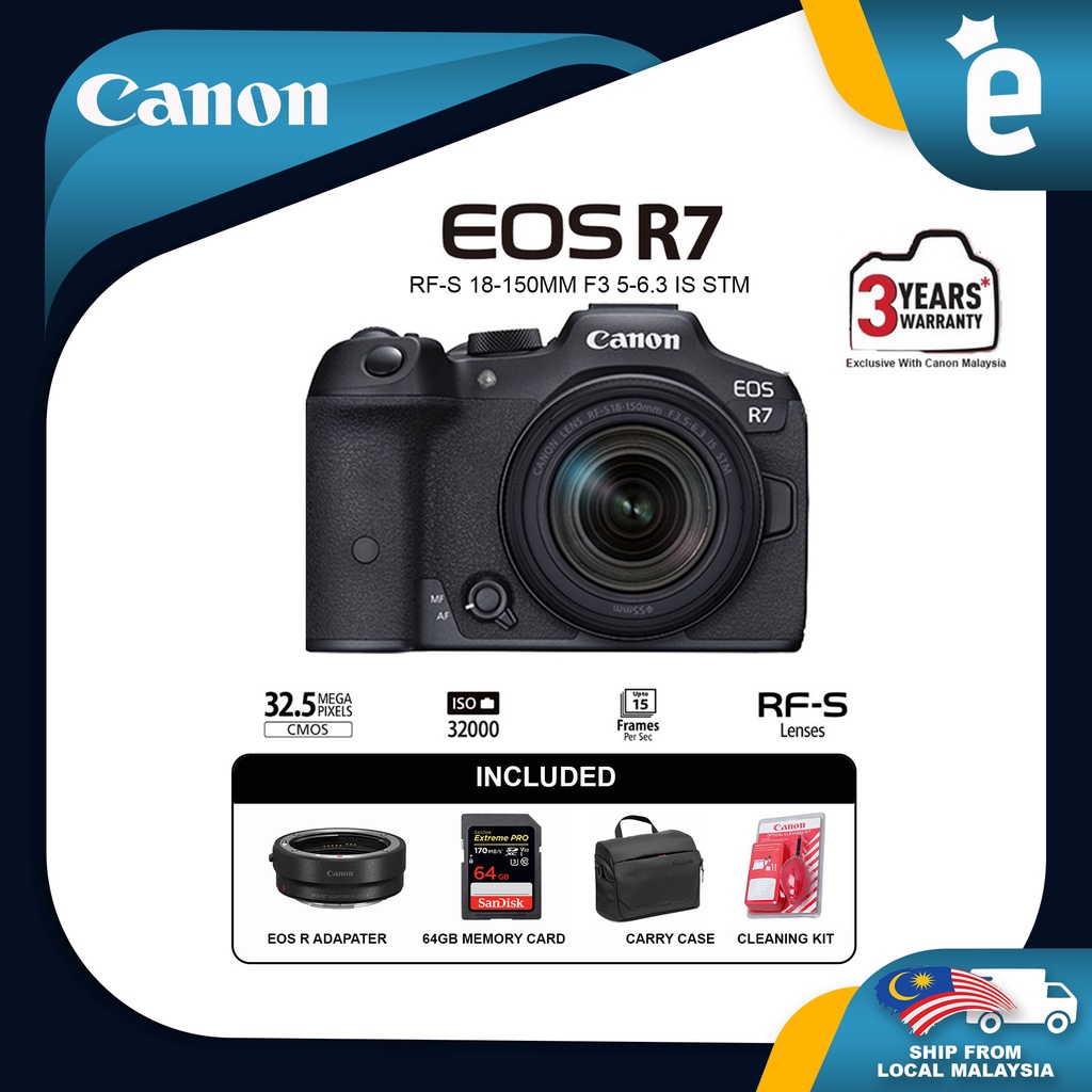 Canon EOS R7 / Canon R7 Mirrorless Camera (FREE Canon Mount Adapter EFEOS R) Shopee Malaysia