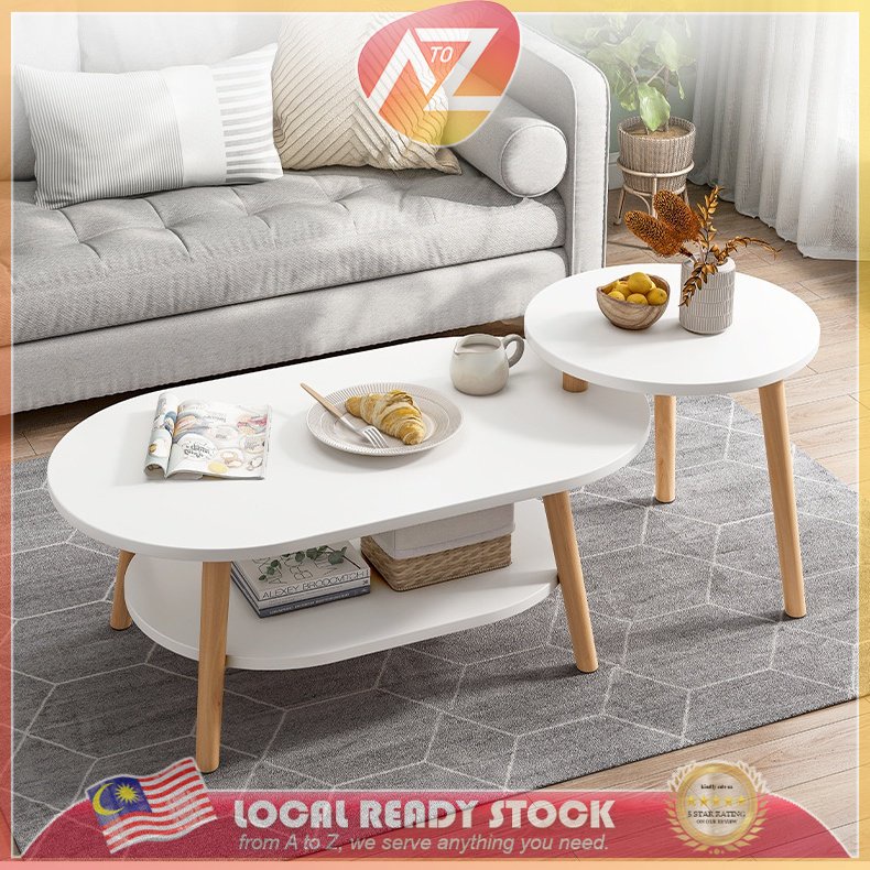 A To Z Round Table Shape Coffee Tea Simple Mini Living Room Small Wood ...