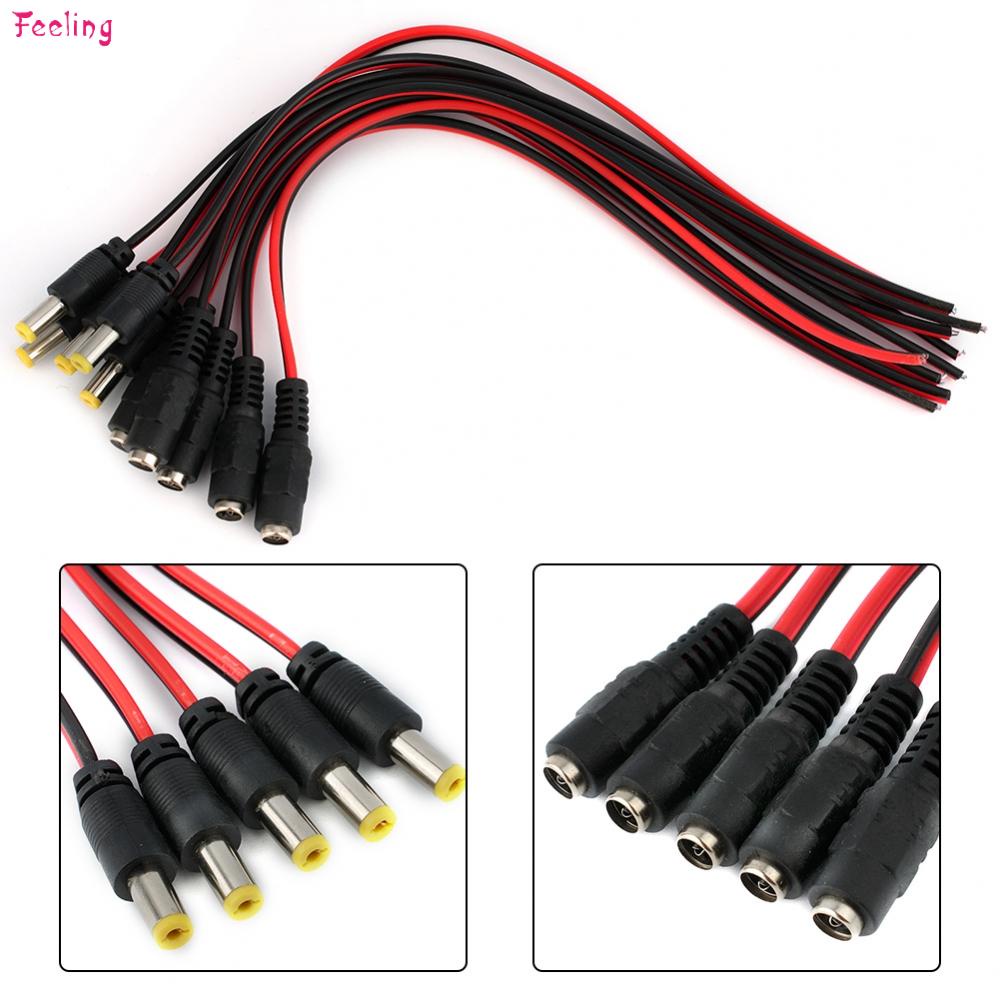 (Real 18AWG) 10 Pairs 12V 5A DC Power Pigtail Barrel Plug Connector