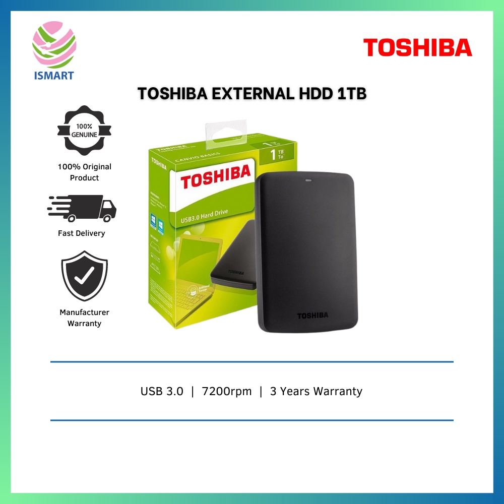 Toshiba External Hard Disk Canvio Basics 1TB Portable USB 3.0 Shopee
