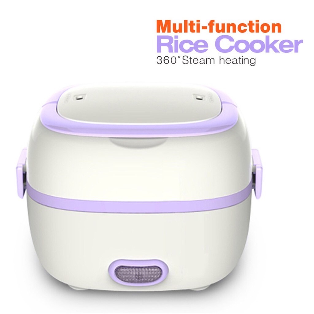 Mini Rice Cooker Thermal Heating Electric Lunch Box 2 Layers Portable ...