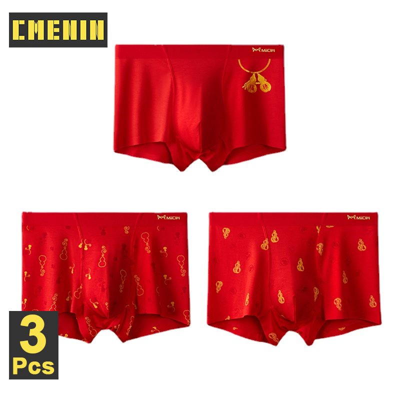 5 Pcs Red Boxers Mens Underwear Modal Shorts Panties Soft