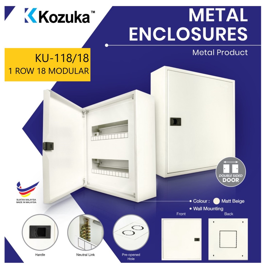 KOZUKA KU118/18 METAL MODULAR ENCLOSURE DB BOX (1 ROW 18MODULAR) 18WAY