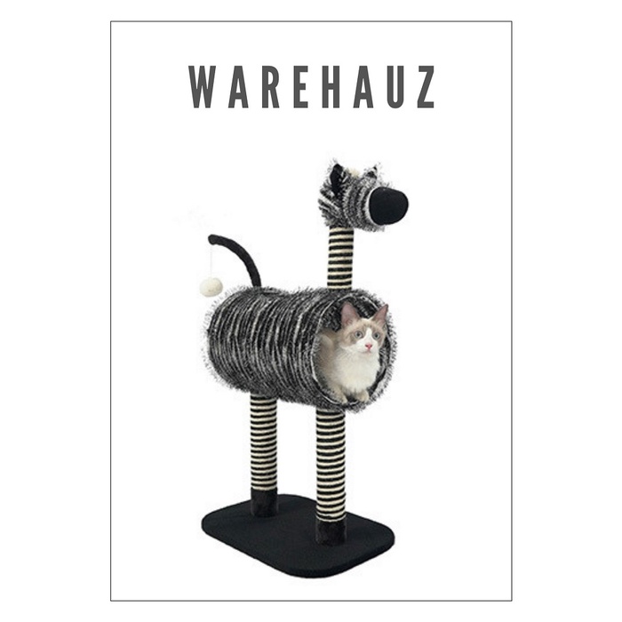 Zeze Series Black & White Zebra Adorable Cat House And Scratcher