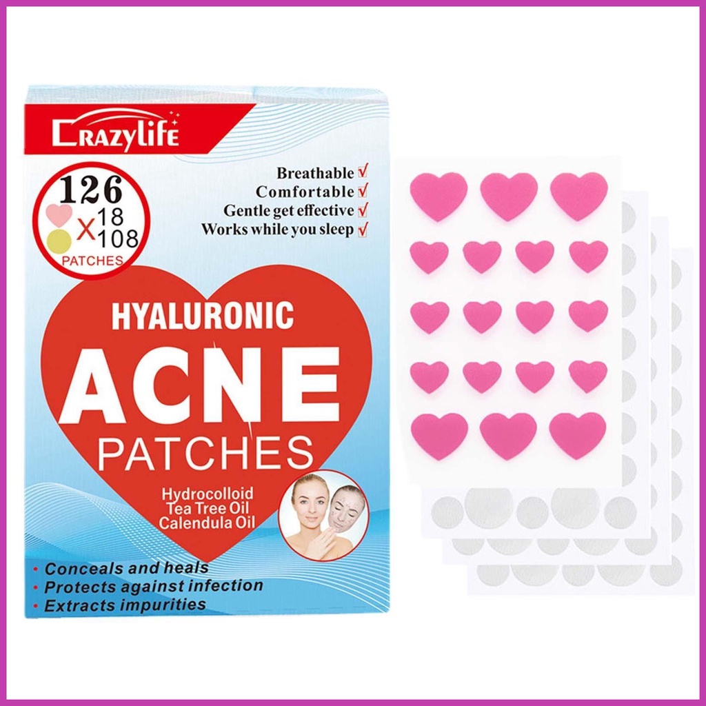 Pimple Spot Dot FastActing Round & Heart Shaped Dots For Spots 126pcs