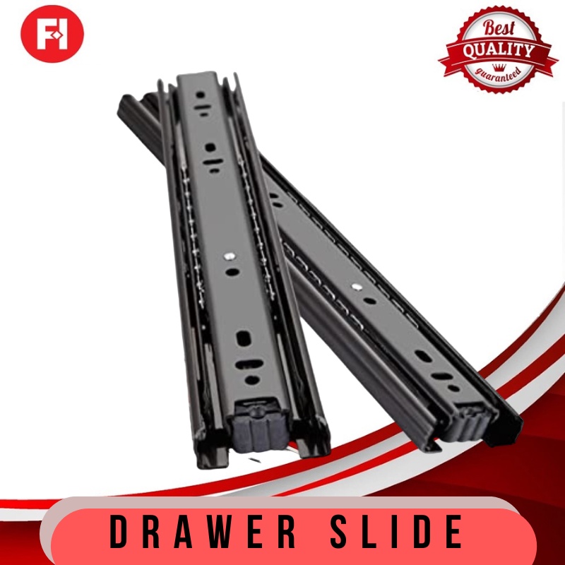 Soft Closing 3 Folds Drawer Guide Metal Black Sold Per Pair (12