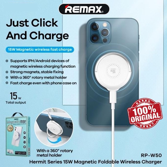 Original Remax 15W Wireless Fast Magnetic Phone fold Holder 360 ...