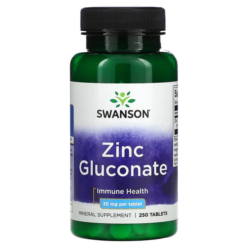 Swanson, Zinc Gluconate, 30 mg, 250 Tablets / 50 mg, 250 Capsules