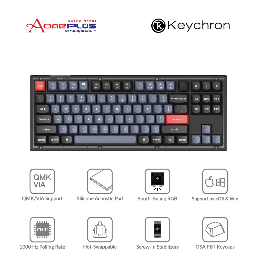 (AONE PLUS SS2) Keychron V3 KNOB QMK Custom Mechanical Keyboard ...