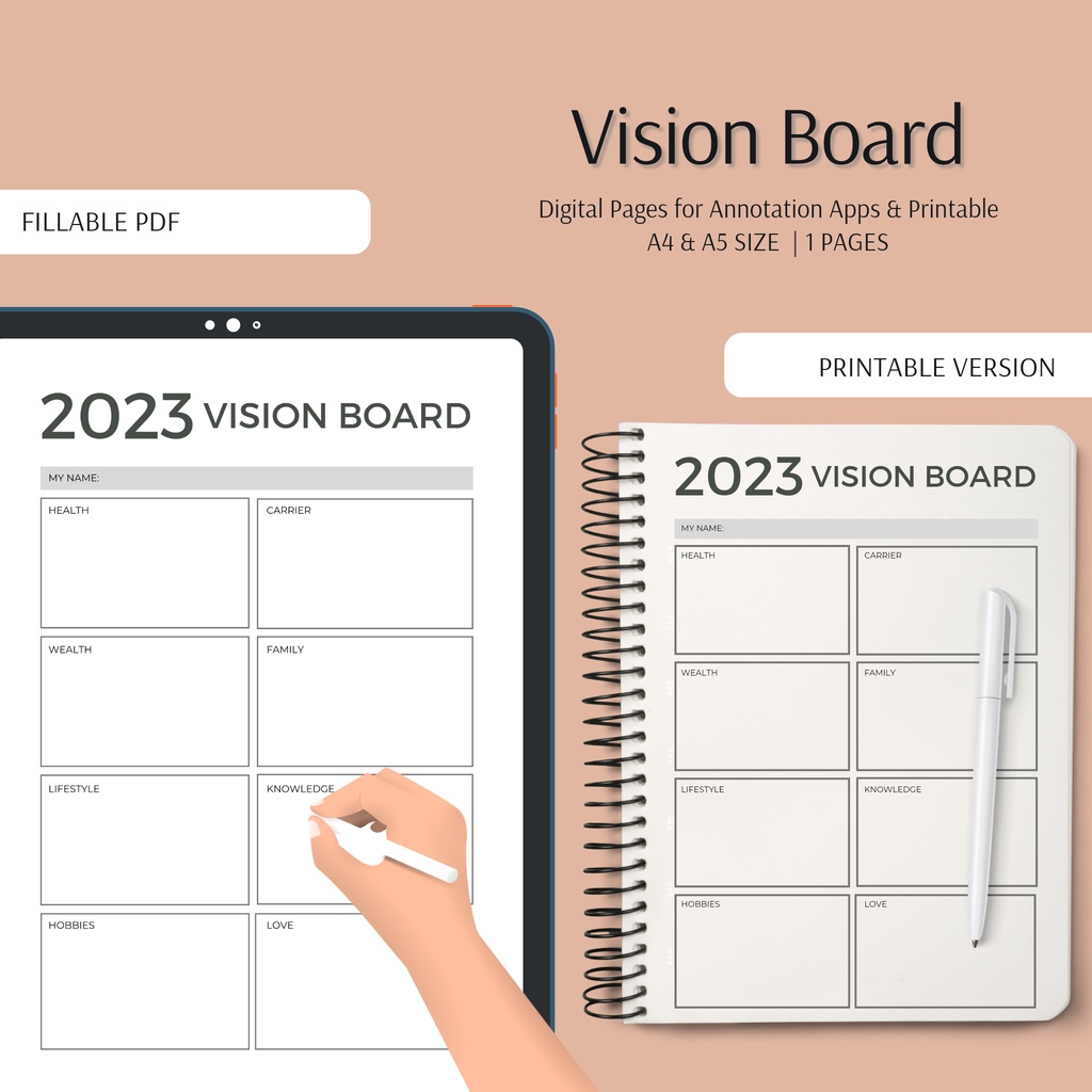 2023 Vision Board | Fillable PDF & Printable | Shopee Malaysia