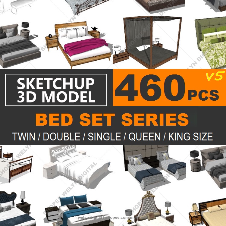 SketchUp | 3D Model Bed unit series 460 for home interior design ...