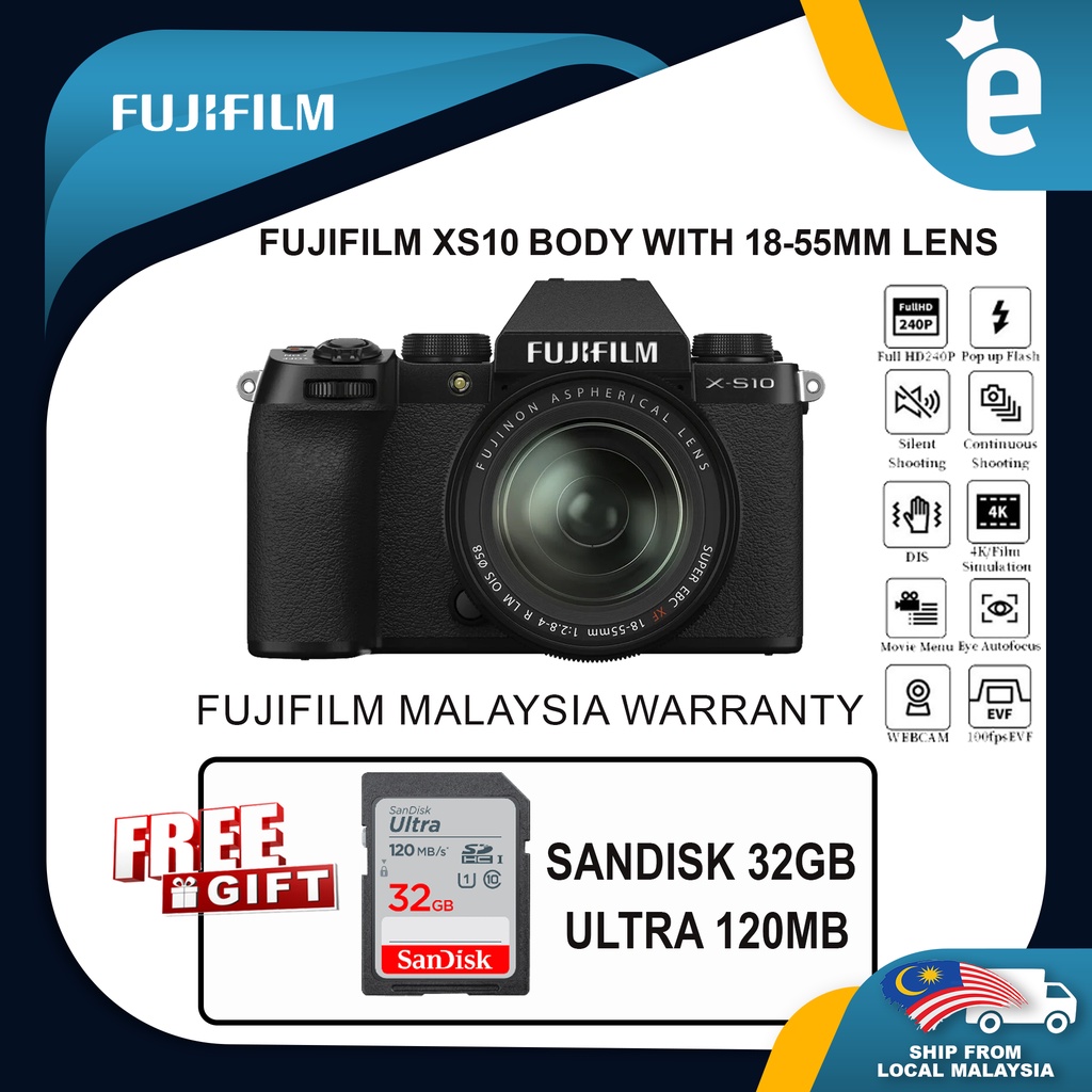 Fujifilm XS10 XS10 Digital Mirrorless Camera Body & XF1855 F2.8 KIT