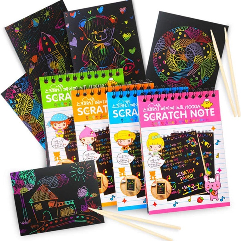 Rainbow Scratch Notebook Magic Colorful Kids Children Drawing Painting ...