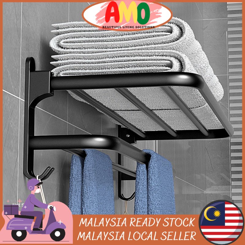 premium-black-aluminum-towel-bar-wall-mounted-rack-bathroom-shower-hand