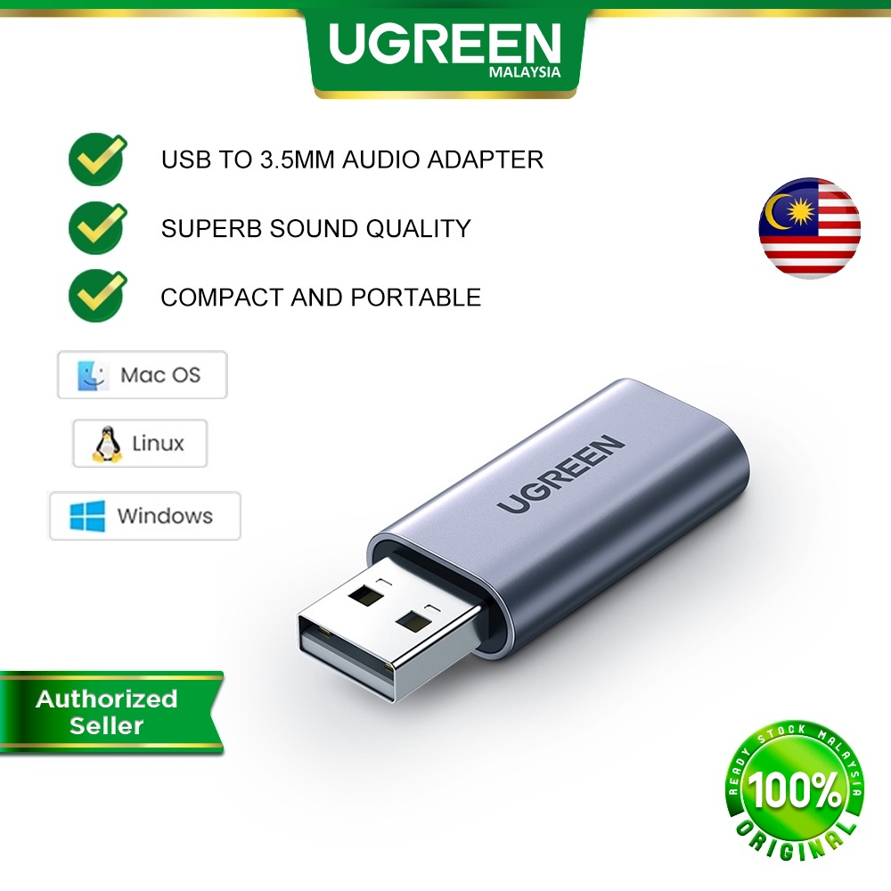 UGREEN USB External Sound Card Audio Adapter 2 in 1 USB to 3.5mm Jack ...