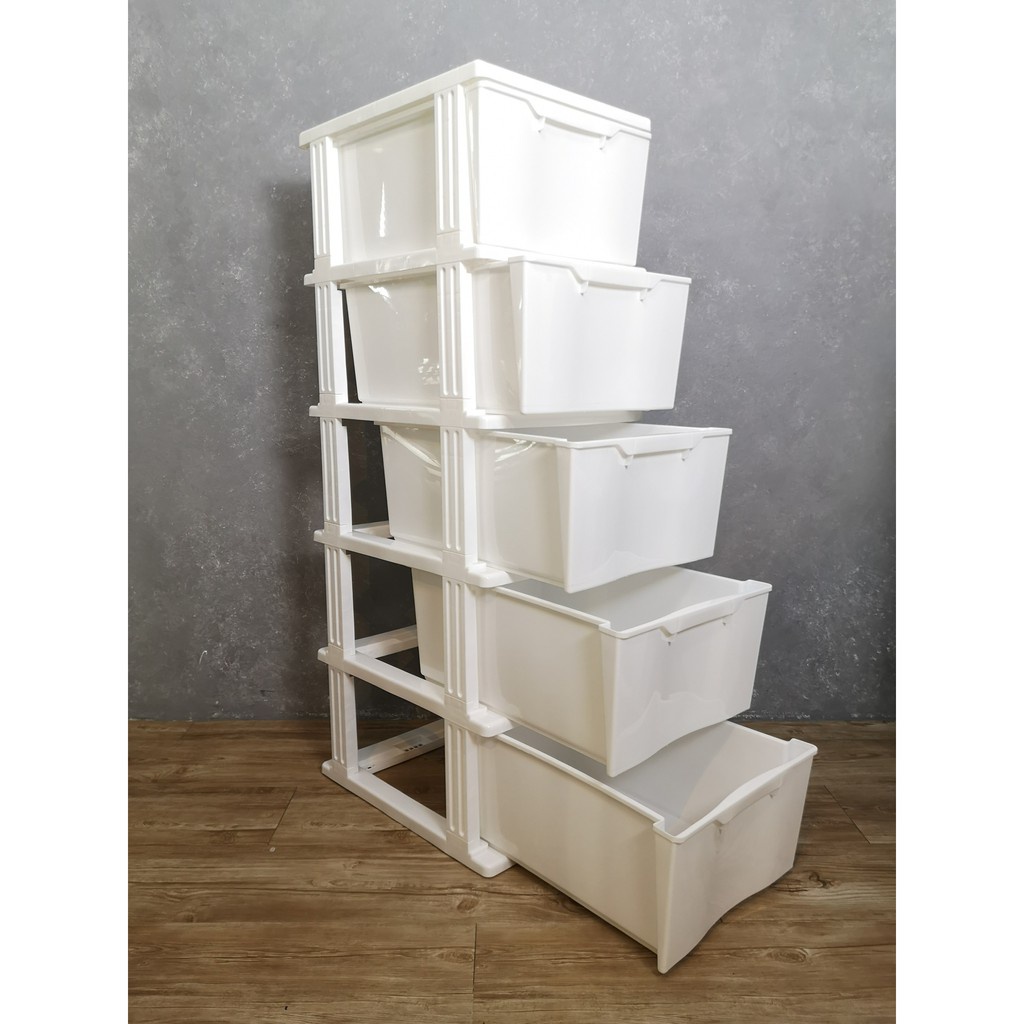 White 4/5-Tier Plastic Storage Cabinet – Drawer Rack for Clothes and ...