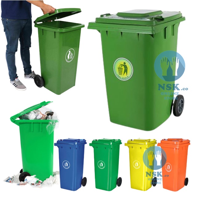 Heavy Duty Large Garbage Bin with Wheels 100L 120L 240L / Green Garbage