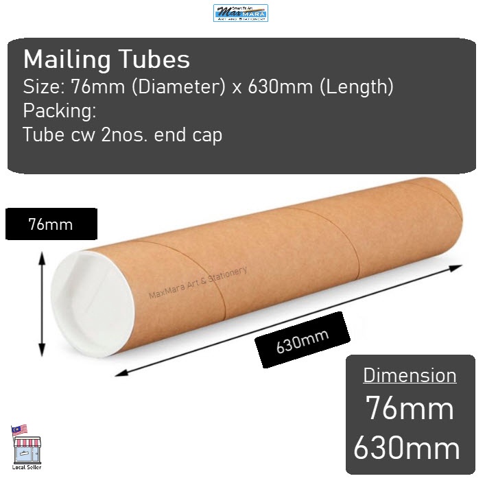 (Maxmara Art) Kraft Paper Tube Roll Poster Tube Mailing Tubes Storage